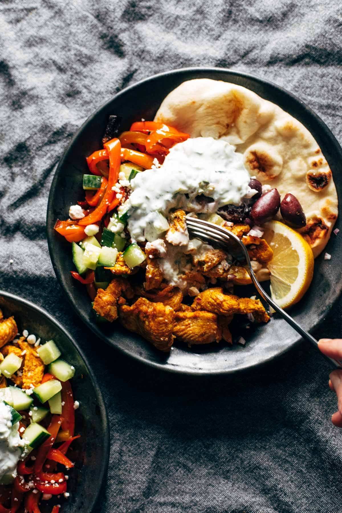 Sheet Pan Chicken Pitas with Tzatziki Recipe - Pinch of Yum