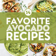 Favorite avocado recipes in a collage.