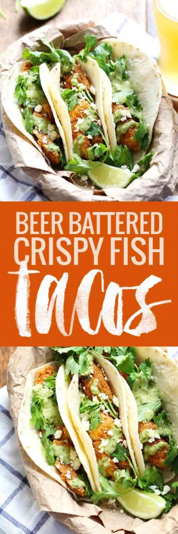 Crispy Fish Tacos with Jalapeño Sauce Recipe - Pinch of Yum