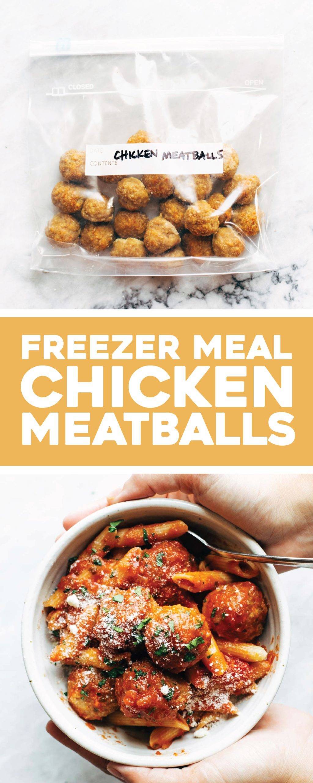 Freezer Meal Chicken Meatballs Recipe Pinch Of Yum