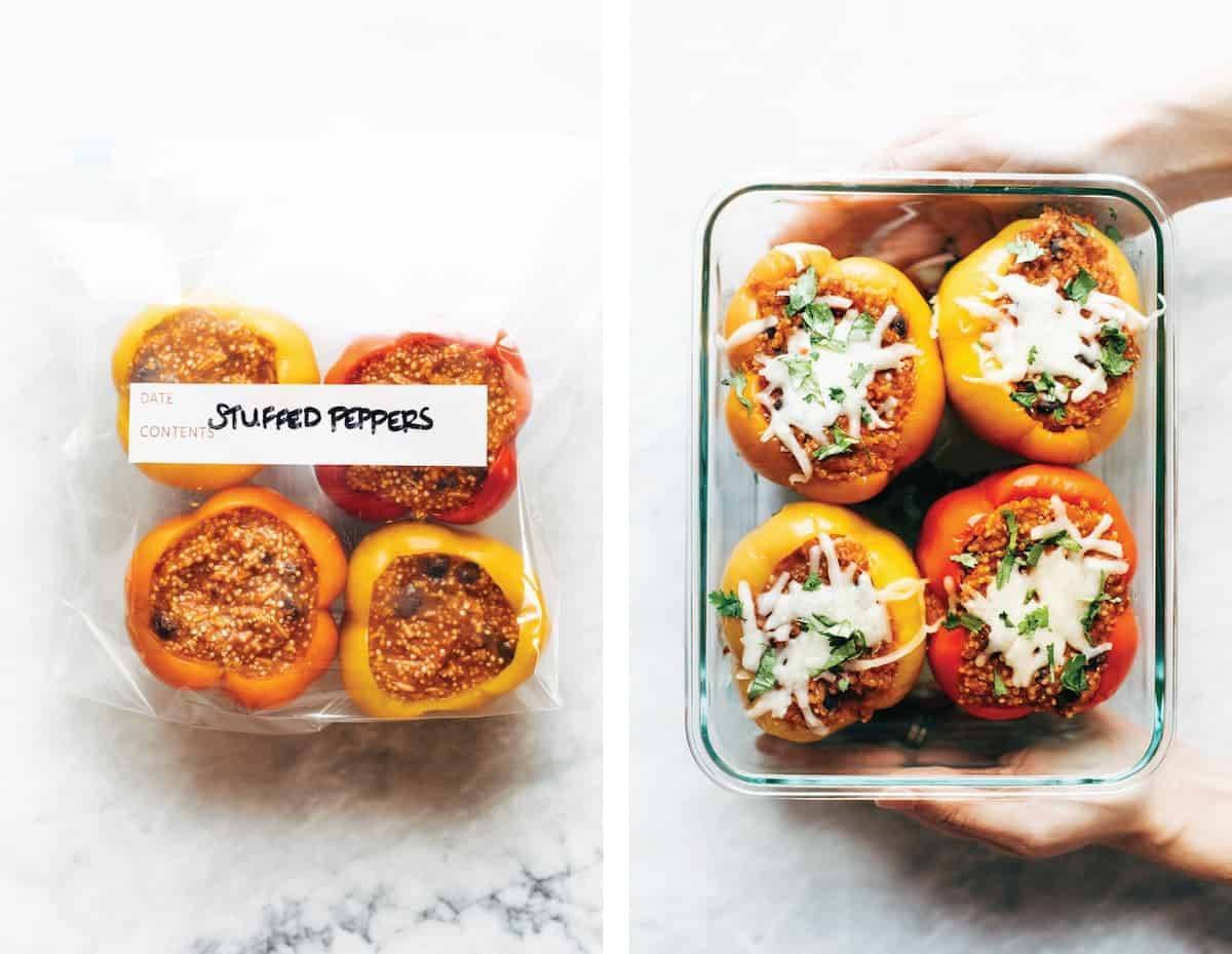 Stuffed Peppers from a bag to a dish.