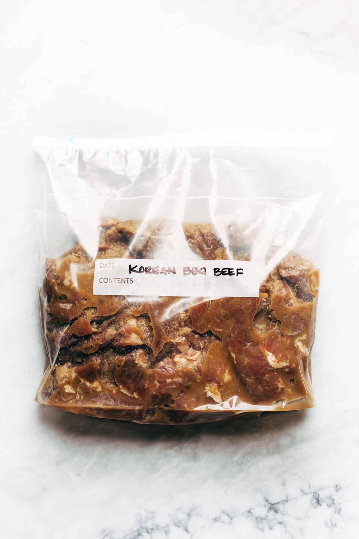 Korean barbecue beef frozen in a packet.