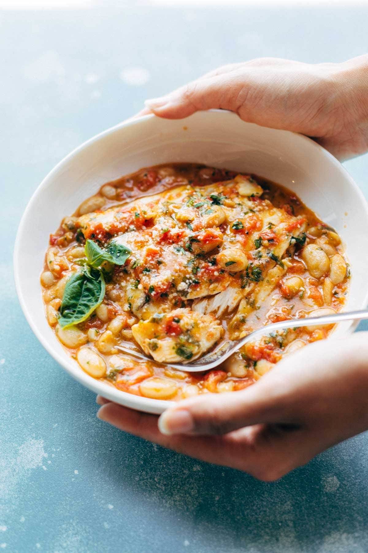 Garlic Basil Barramundi Skillet with Tomato Butter Sauce Recipe