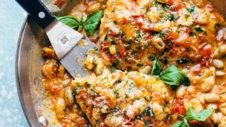 Garlic Basil Barramundi Skillet with Tomato Butter Sauce