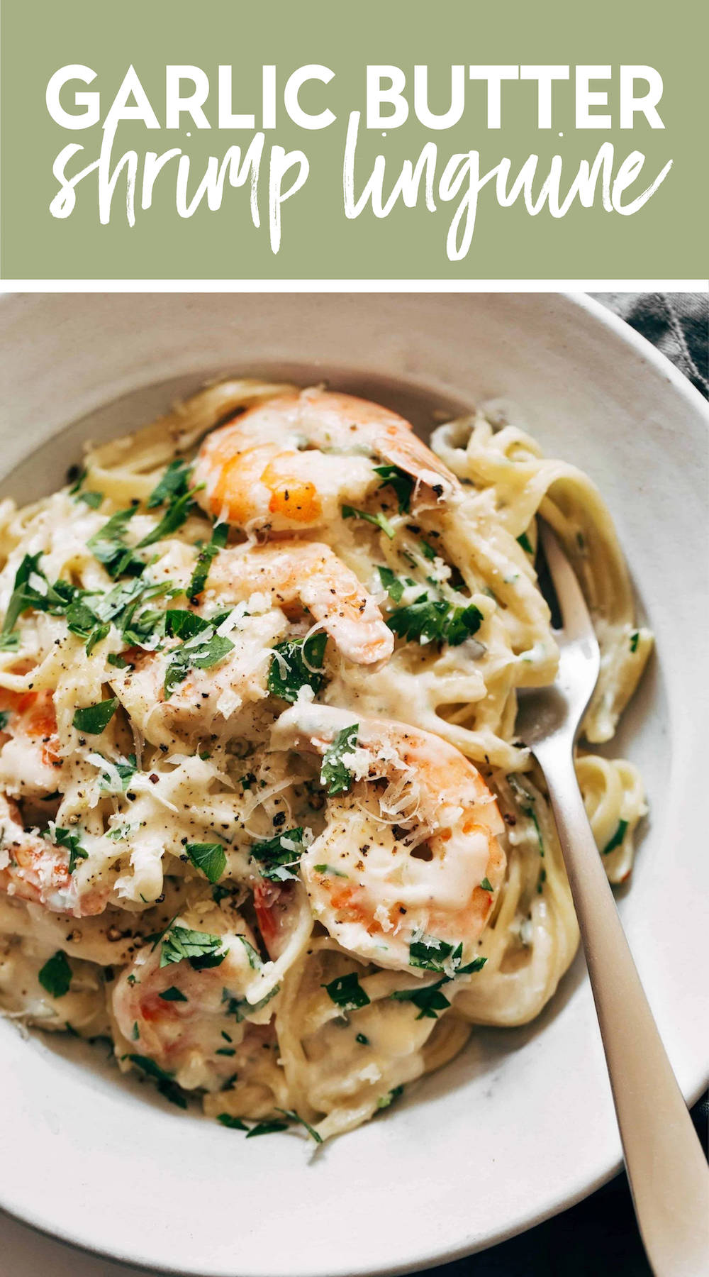 Garlic Butter White Wine Shrimp Linguine Recipe - Pinch Of Yum