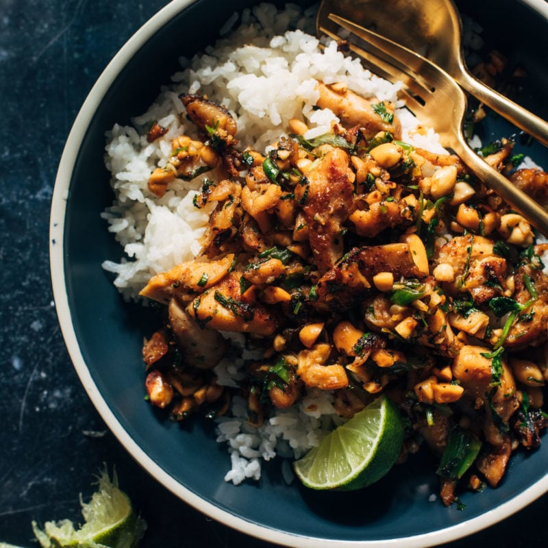 A picture of Ginger Peanut Chicken with Coconut Rice