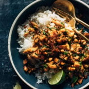 A picture of Ginger Peanut Chicken with Coconut Rice