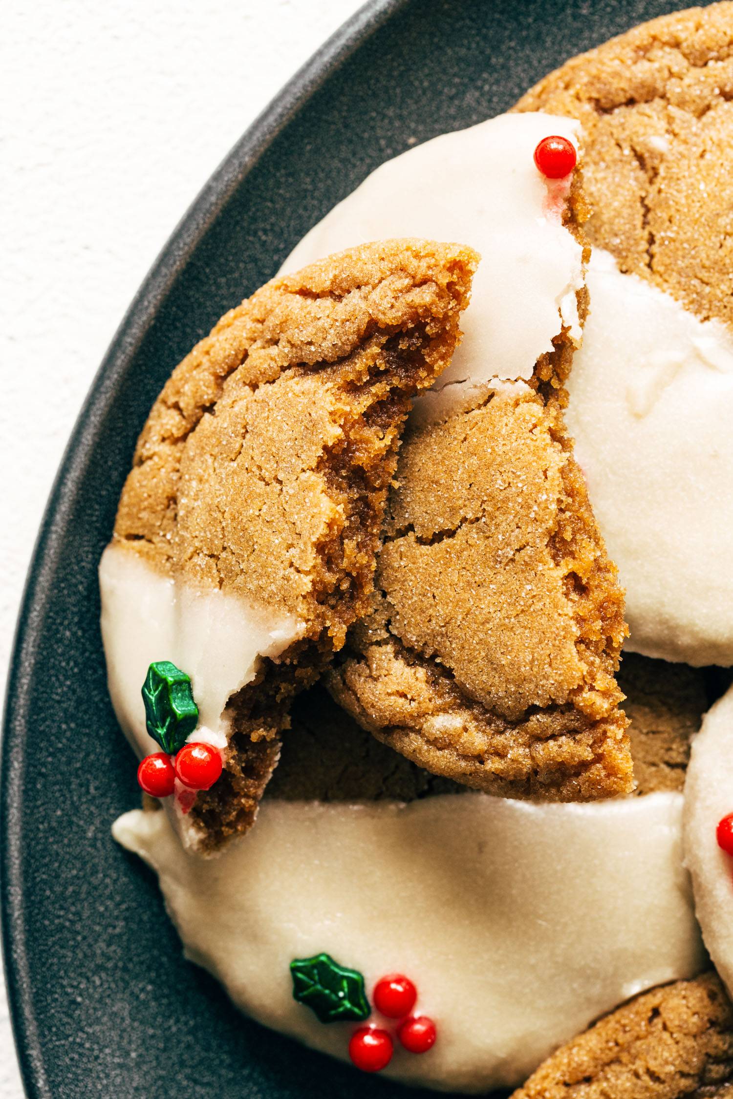 Gingerbread cookies with a bite out of them