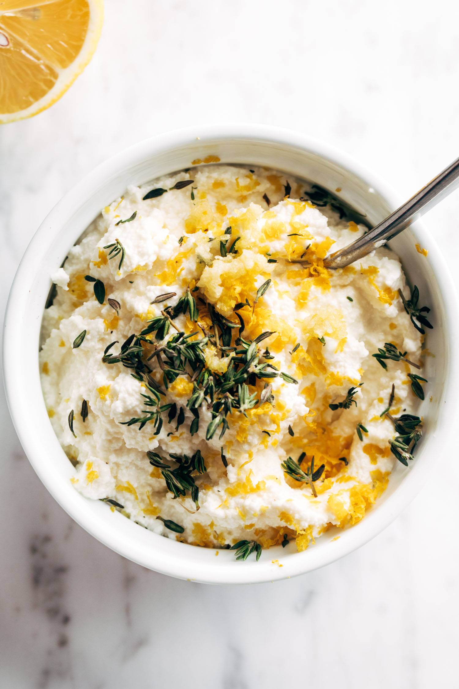 Whipped ricotta in a bowl.