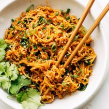 Saucy Gochujang Noodles with Chicken Recipe - Pinch of Yum