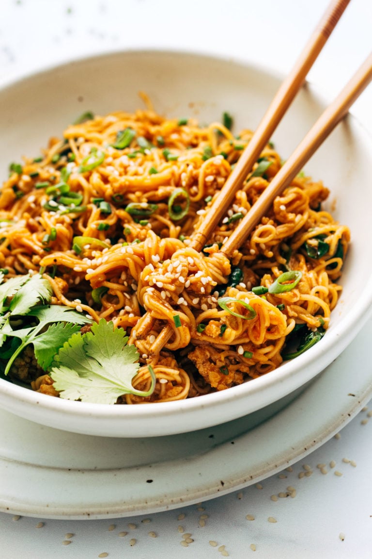 Saucy Gochujang Noodles with Chicken Recipe Pinch of Yum