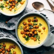 A bowl of golden soup.