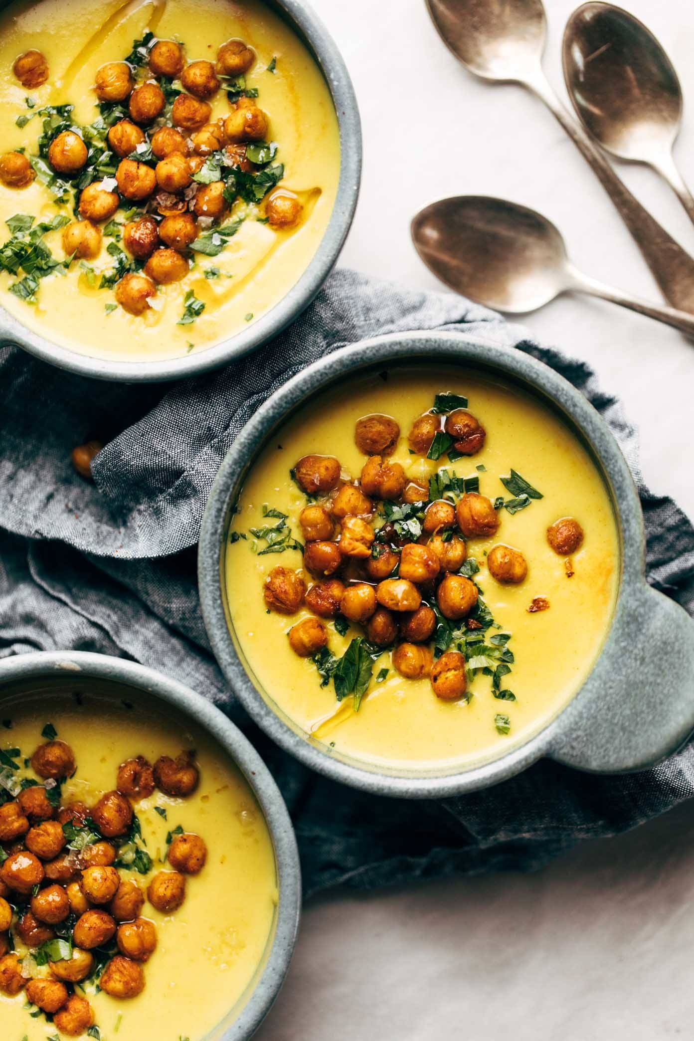 A bowl of golden soup.