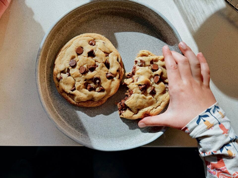 Two Huge Chocolate Chip Cookies Recipe - Pinch of Yum