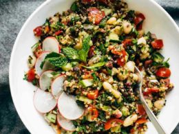 Lentil Greek Salad with Dill Sauce Recipe - Pinch of Yum