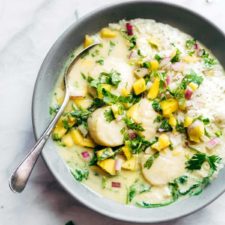 Green Curry Scallops with Mango Cilantro Salsa-image