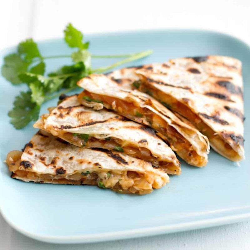 A picture of Grilled Barbeque Onion and Smoked Gouda Quesadillas