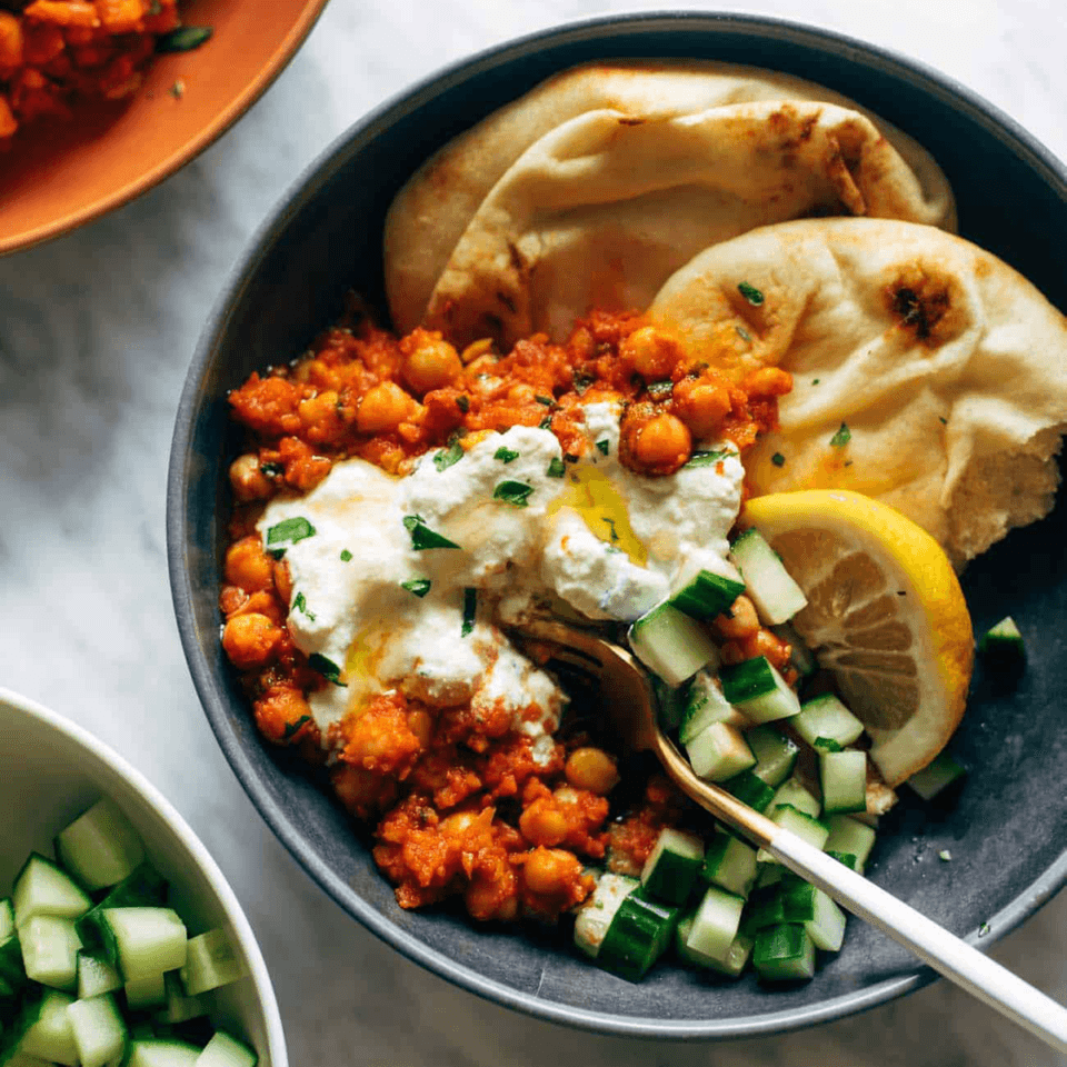 Harissa Chickpeas with Whipped Feta Recipe Pinch of Yum