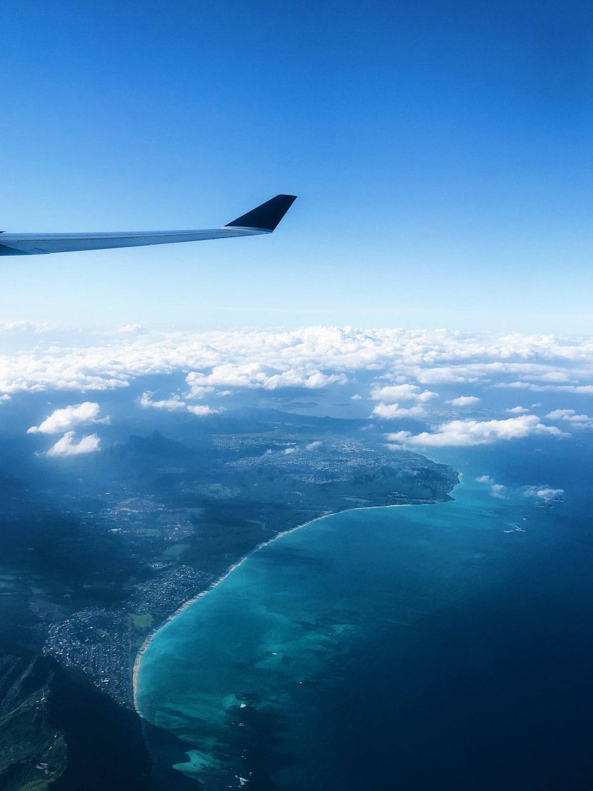 View of the ocean from an airplane.