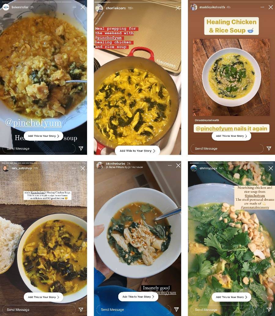 Tangkapan layar Instagram dari resep Healing Chicken and Rice Soup.