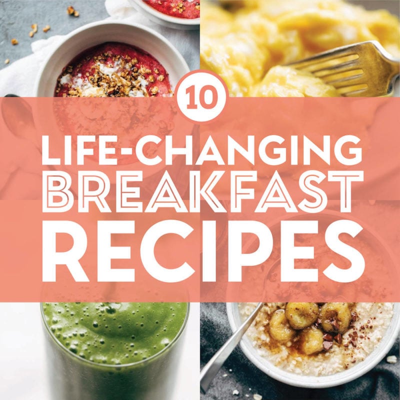 Healthy breakfast recipes in a collage.