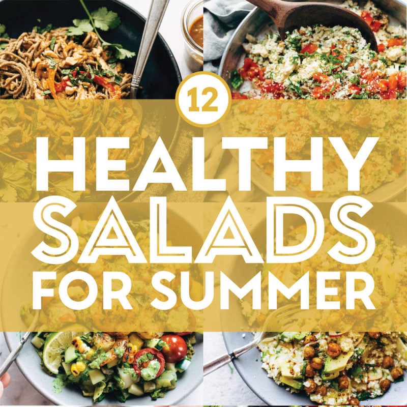 Healthy summer salad recipe collage.