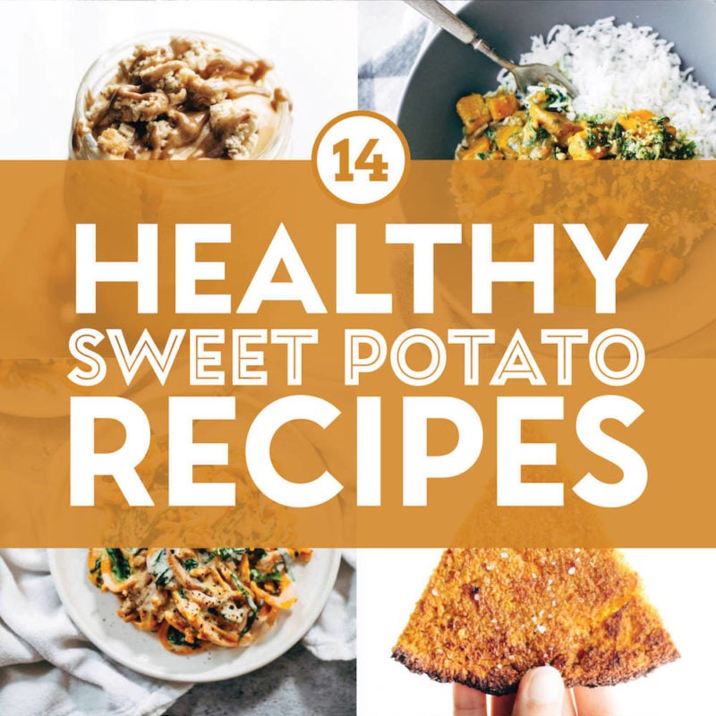 Healthy sweet potato recipes in a collage.