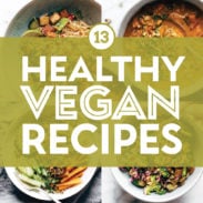 Healthy vegan recipes in a collage.