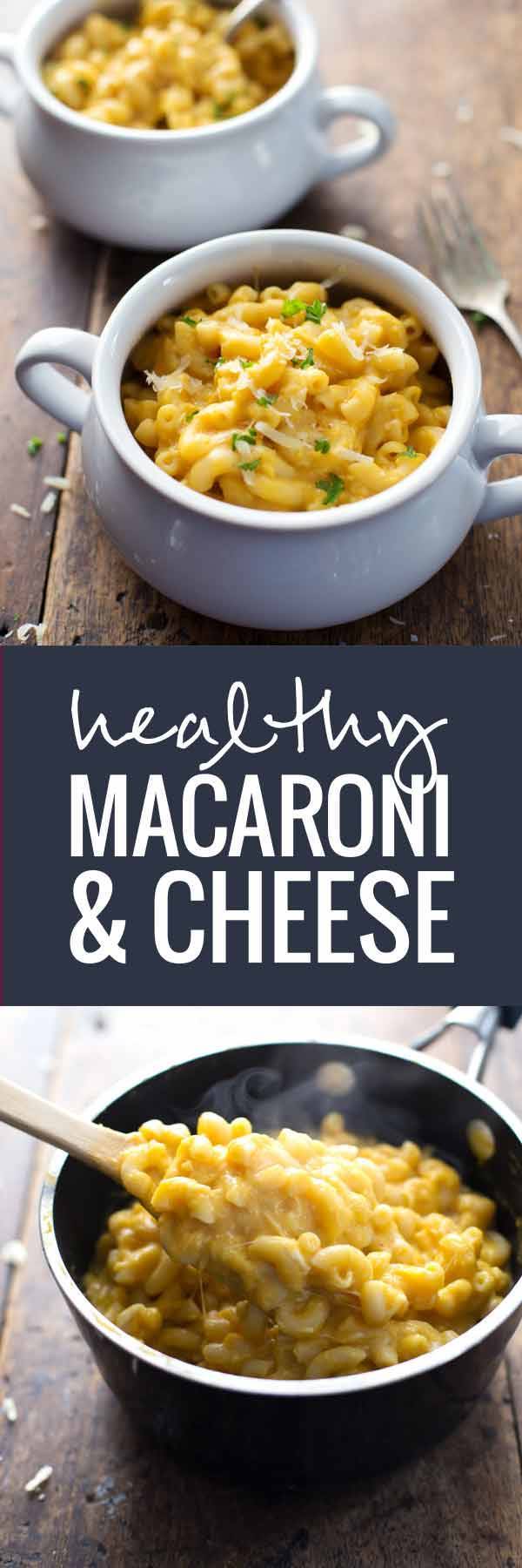 Healthy Mac and Cheese - A classic dish made with butternut squash for a healthy twist! Full of cheese and flavor | pinchofyum.com