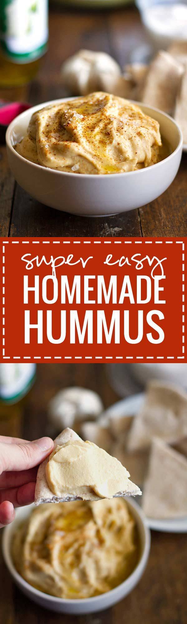 Super Easy Homemade Hummus - This hummus is simple and blended with fresh ingredients | pinchofyum.com