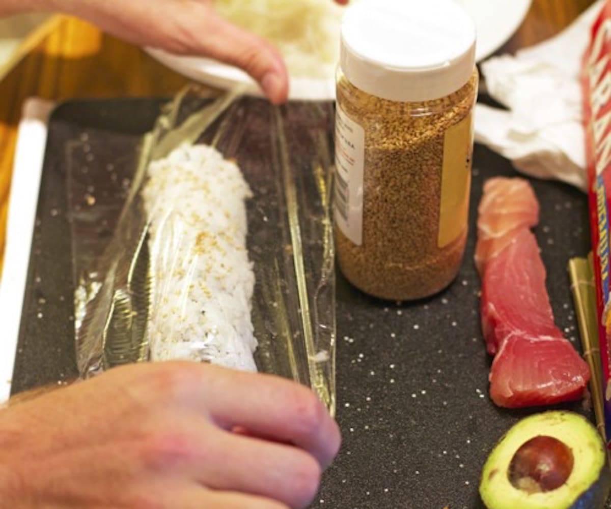 Homemade Sushi making process.