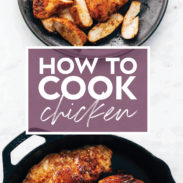 Chicken on plates that says "How to cook chicken"