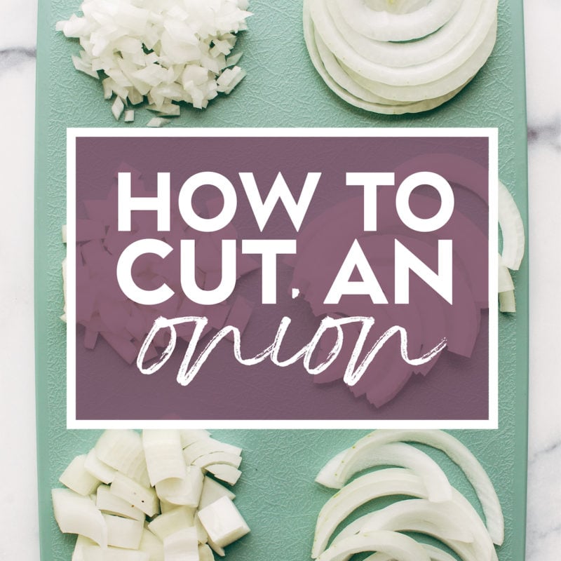 Cuts of onions that says "how to cut an onion".