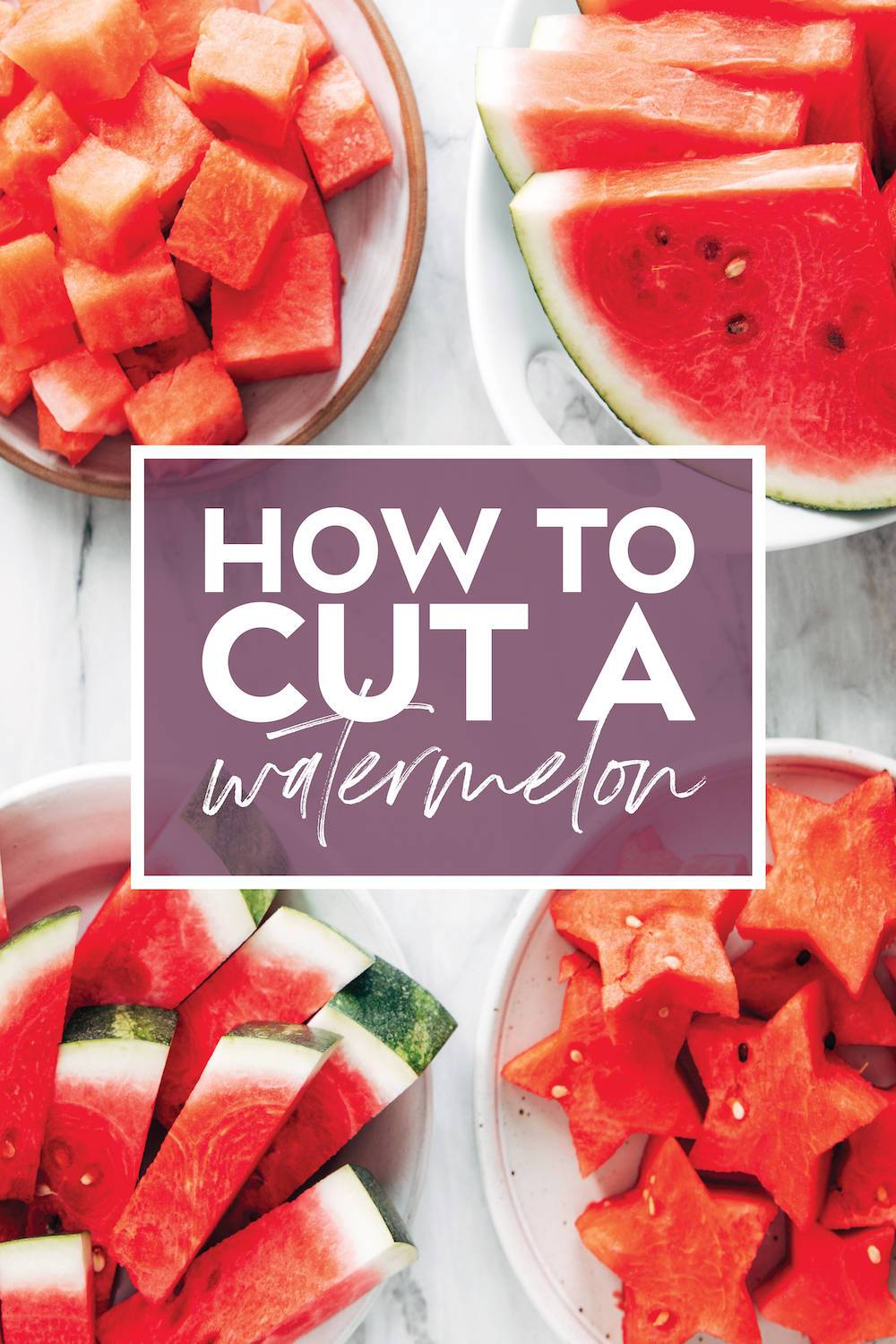 Image of watermelon cut multiple ways