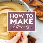 Hummus and pita with text that says "How to make hummus"