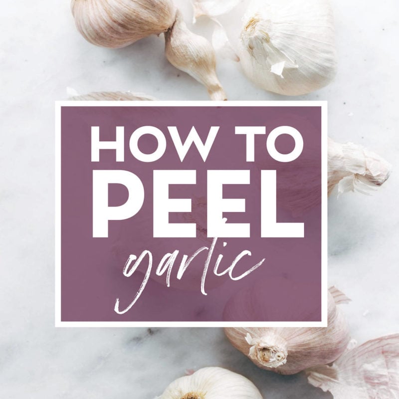 Garlic on a table with text that says "How to peel garlic"