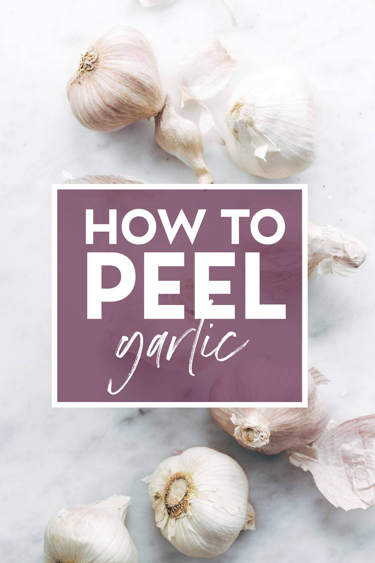 Few pieces of garlic with the heading "How to peel Garlic".