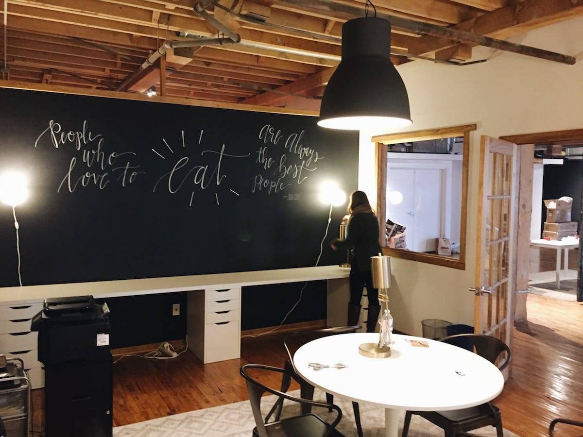 Chalk board in an office.