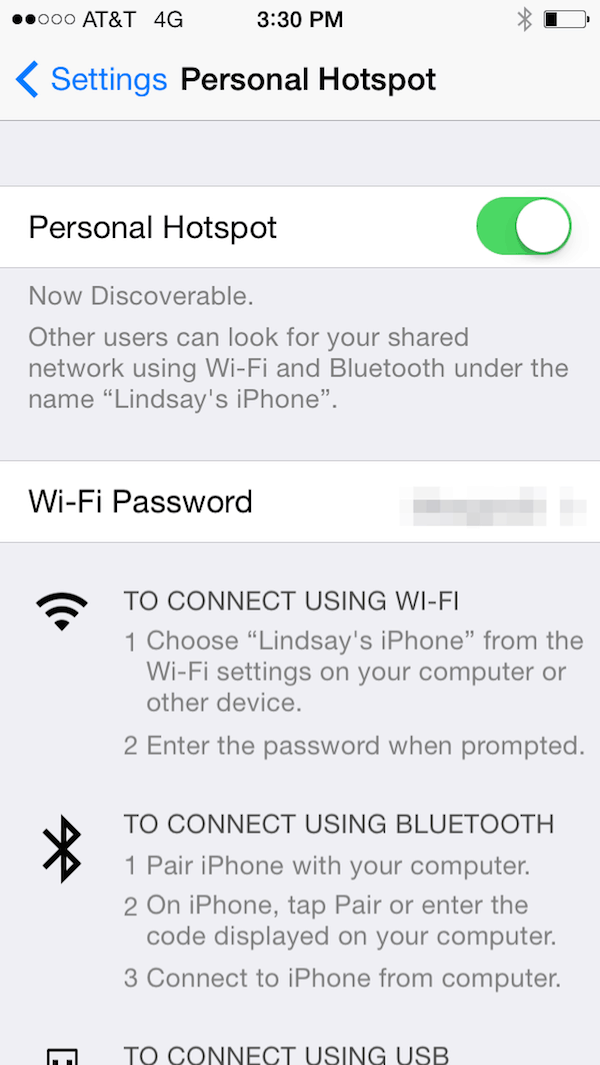 Person Hotspot on an iphone.