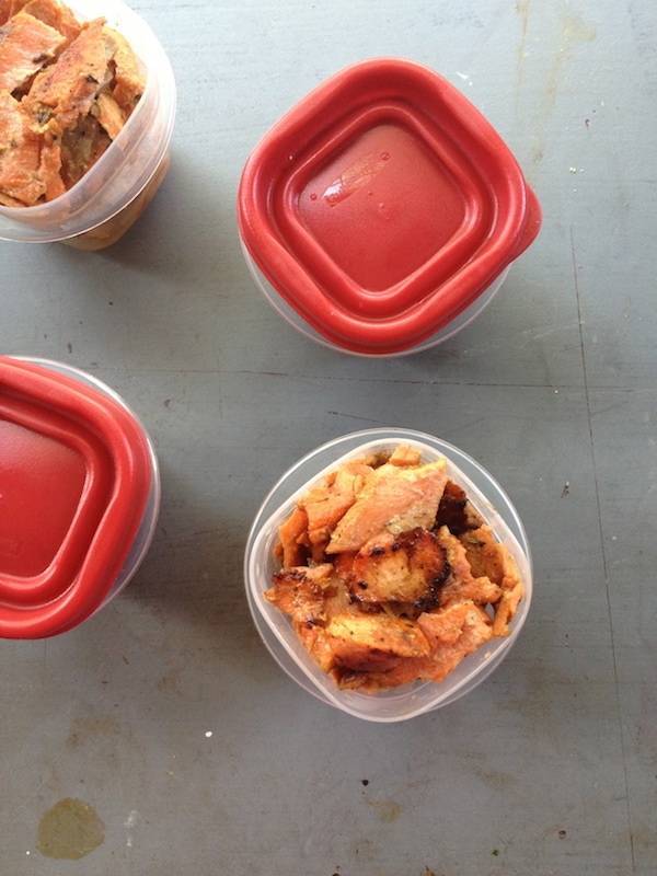 Food in containers.