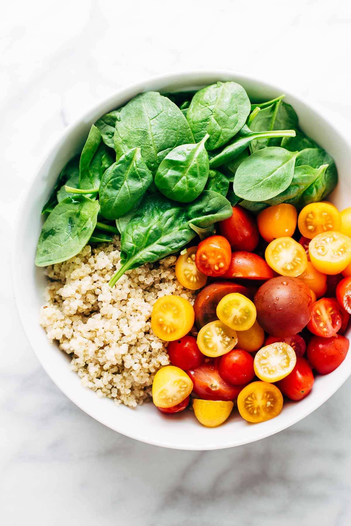 Ingredients for Green Goddess Salad in a bowl