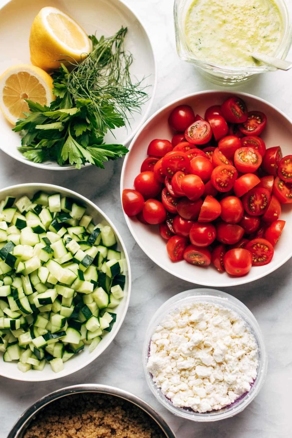 Summer Quinoa Salad Jars with Lemon Dill Dressing Recipe - Pinch of Yum