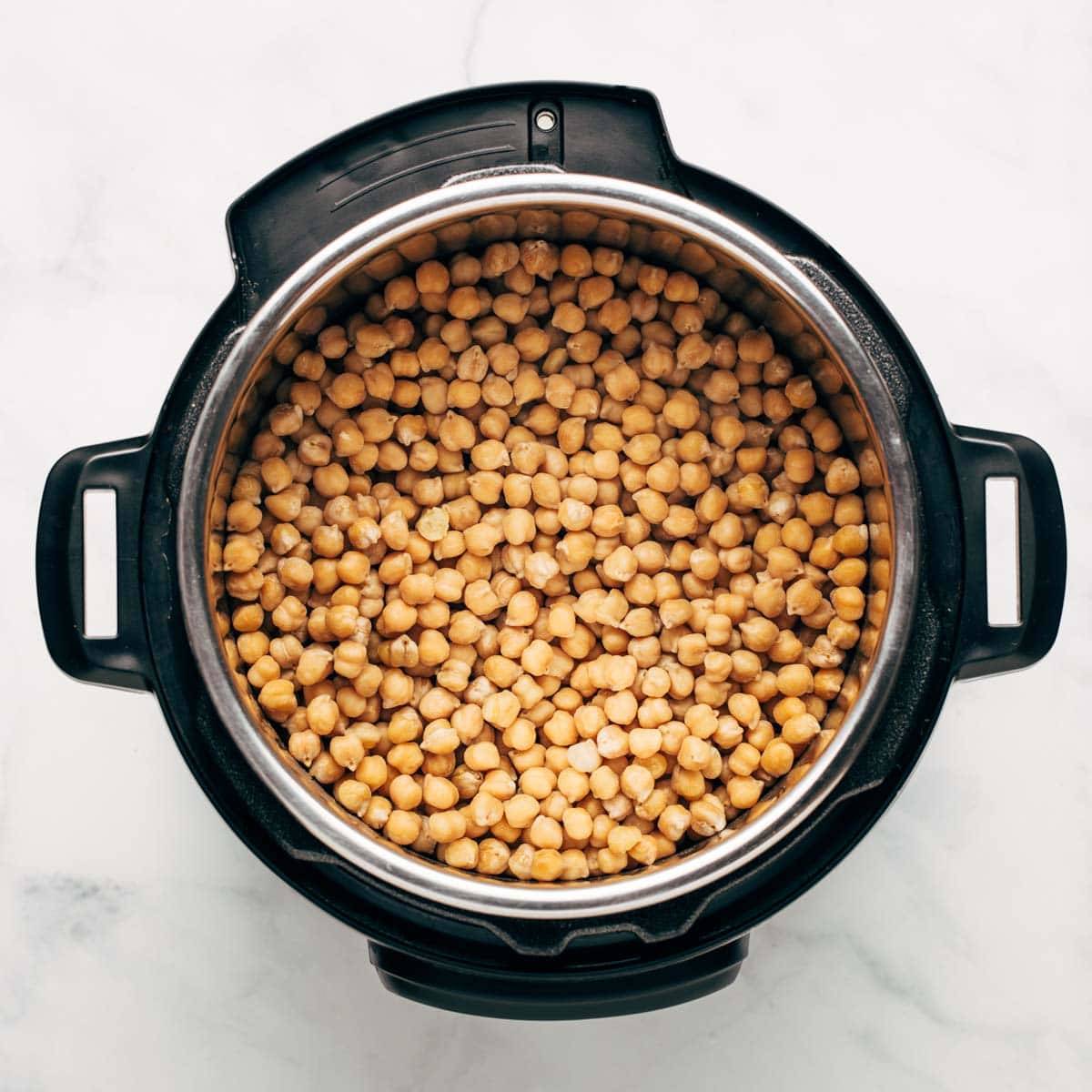 Cooked chickpeas in the Instant Pot.