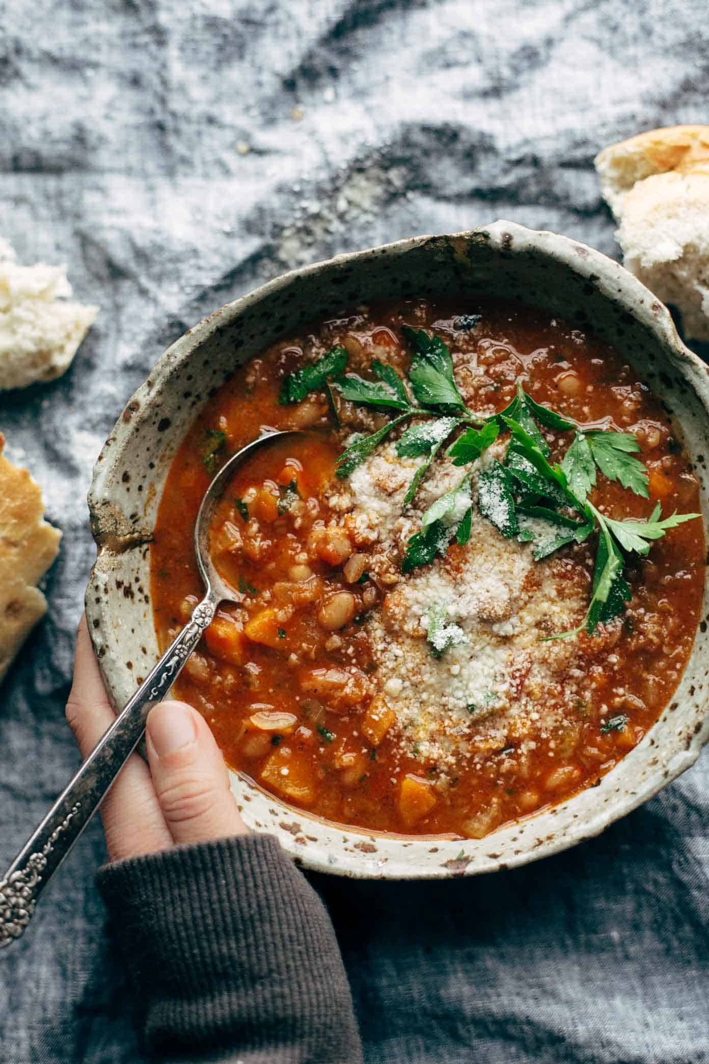 Instant pot Minestrone in a bowl.