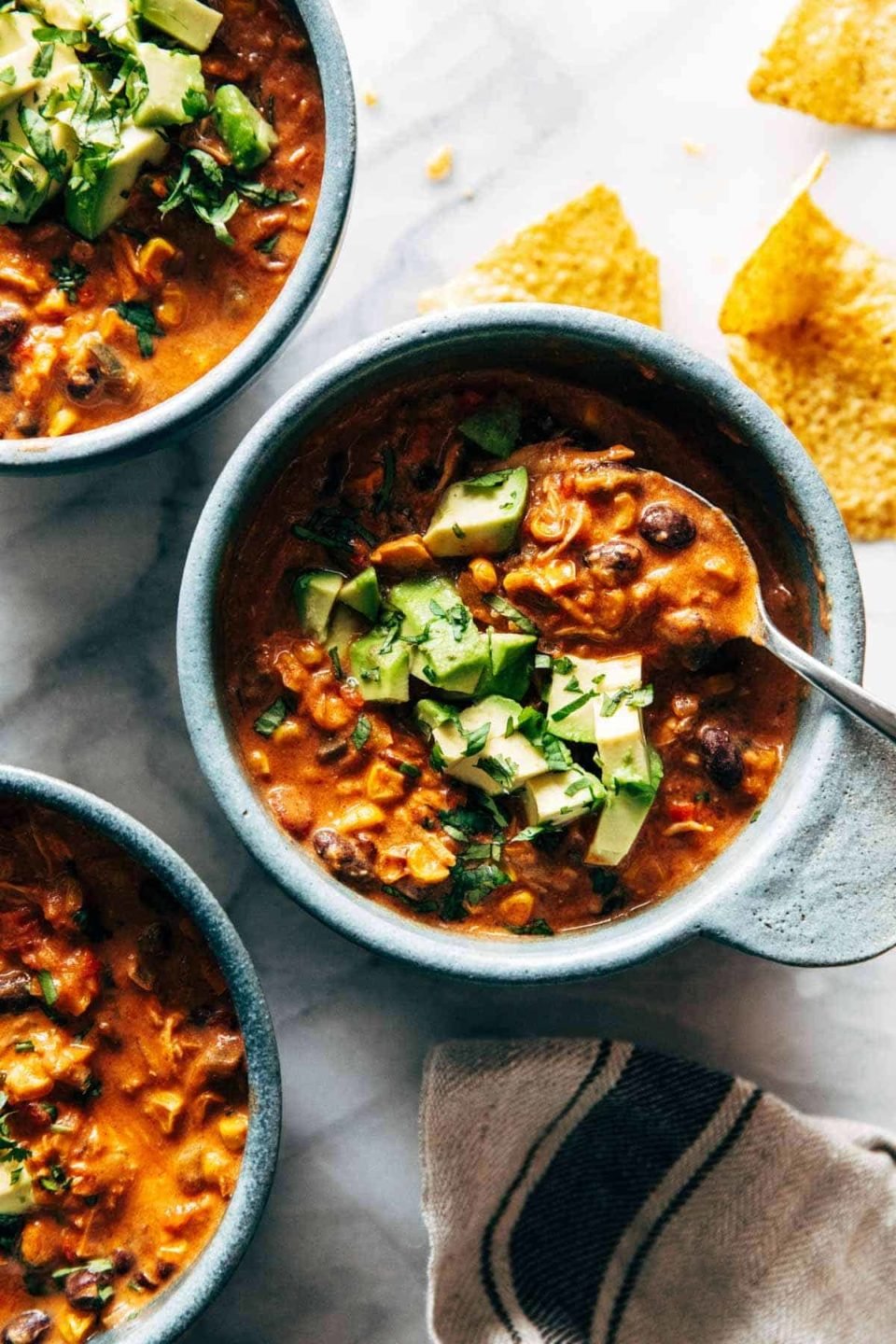 Queso Chicken Chili with Roasted Corn and Jalapeño Recipe - Pinch of Yum