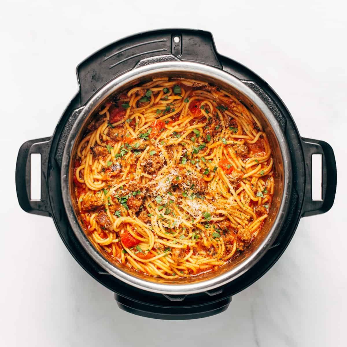 Cooked spaghetti in the instant pot