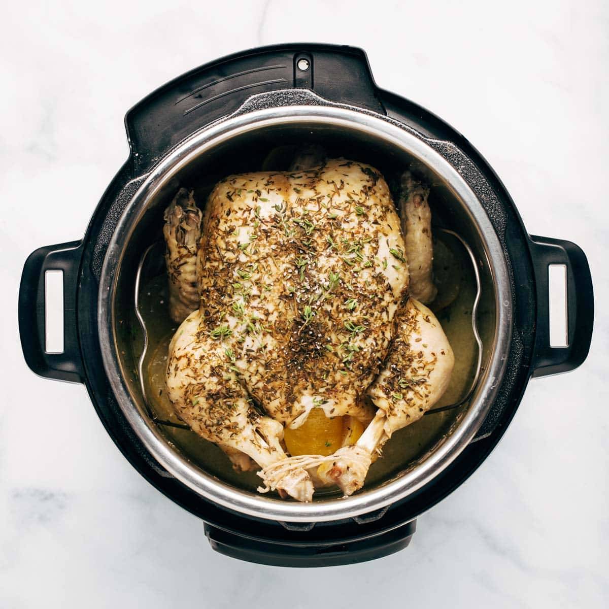 Cooked whole chicken in the Instant Pot.