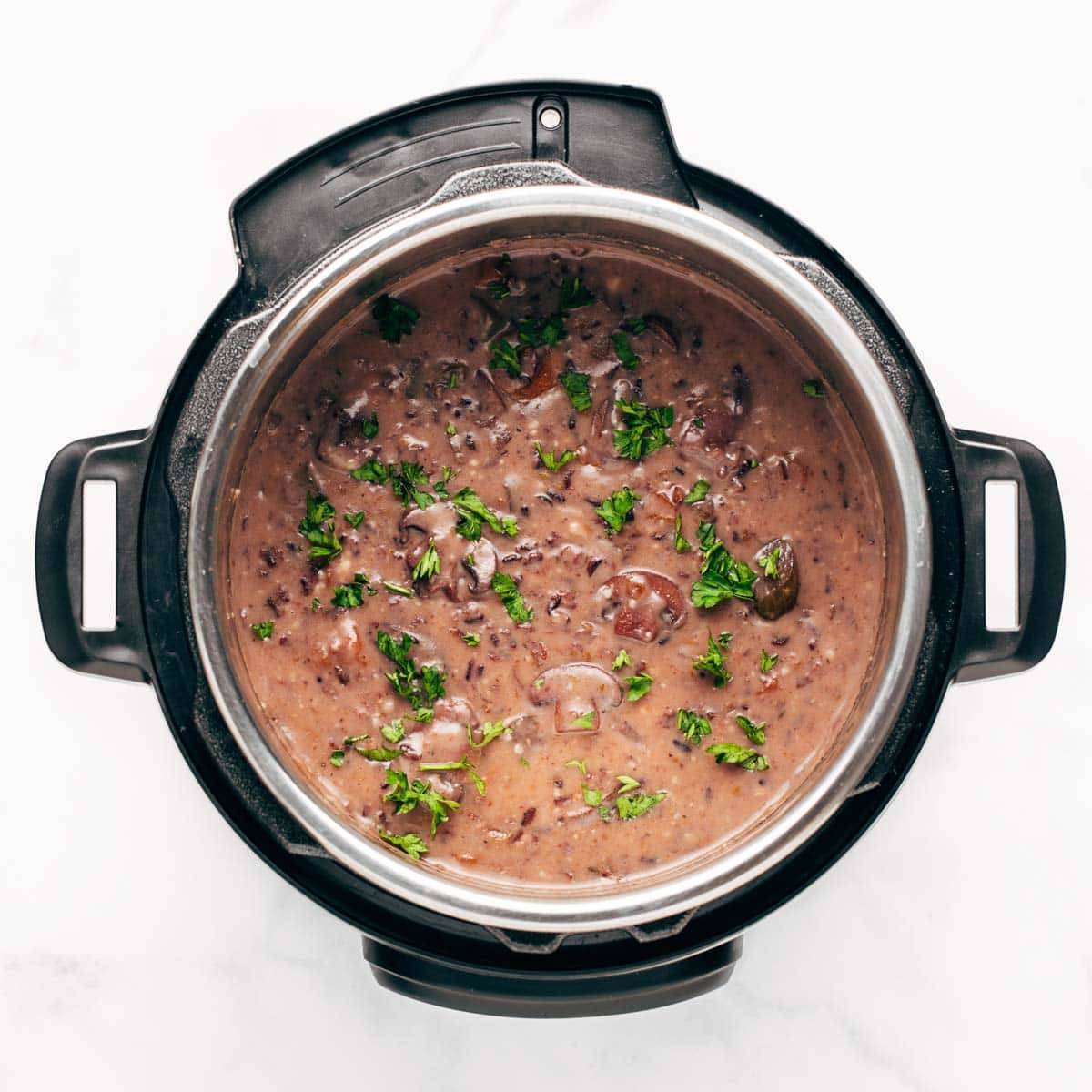 Wild rice soup in the Instant Pot.