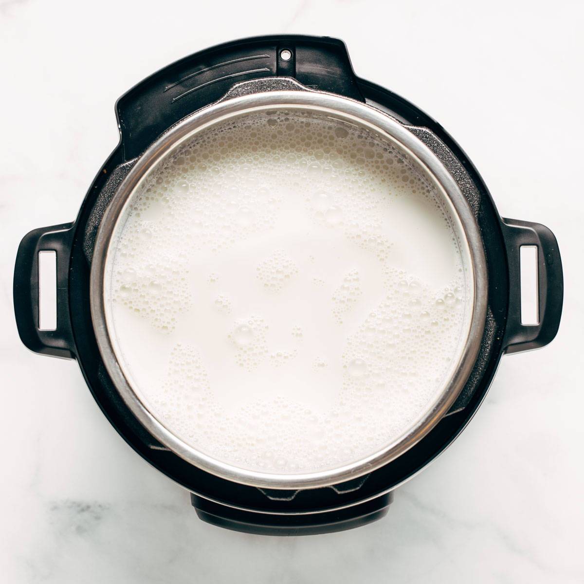 Milk for yogurt in the Instant Pot.