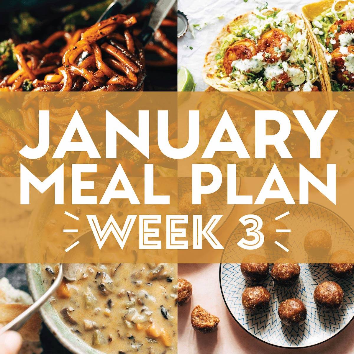 Collage of recipes for meal plan